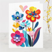 Carte Colorful Paper Cut Flowers Joyful Botanical (Fleur jaune)
