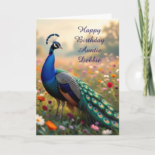 Carte Colorful Peacock Aunt's Personalized Birthday (Devant)