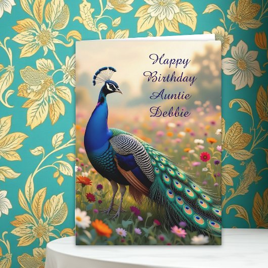 Carte Colorful Peacock Aunt's Personalized Birthday