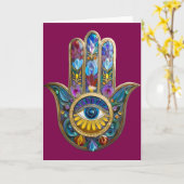 Carte Colorful Petals Leaves Hamsa Sapphire Third Eye (Fleur jaune)