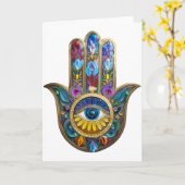 Carte Colorful Petals Leaves Hamsa Sapphire Third Eye (Fleur jaune)
