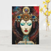 Carte Colorful Surreal Abstrait Visage Collage (Fleur jaune)