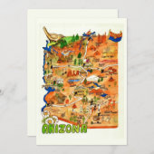 Carte Colorfully Illustrated Arizona Map Flat Card (Devant / Derrière)