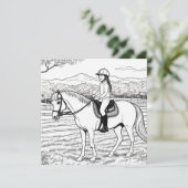 Carte Coloriage Fille à Cheval Poney (Debout devant)