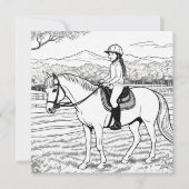 Carte Coloriage Fille à Cheval Poney (Devant)