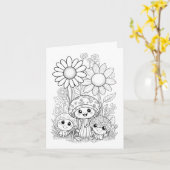 Carte Coloriage pour la fête des mères pour enfants (Fleur jaune)