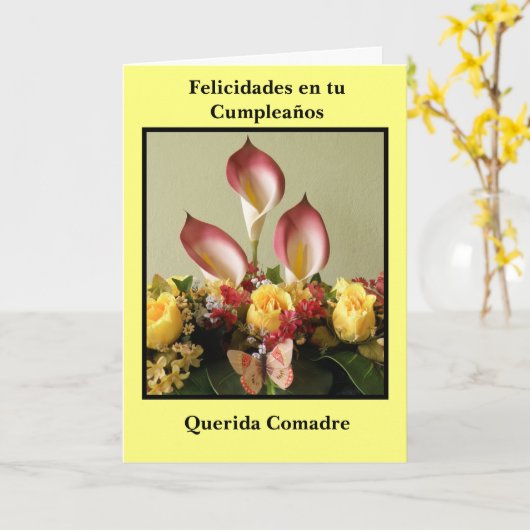 Carte Comadre de querida de cumpleaños d'en TU de (Fleur jaune)