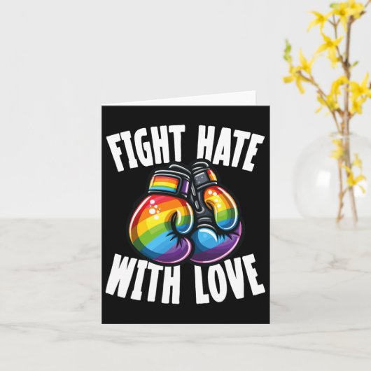 Carte Combattre la haine avec amour Rainbow Boxing Gants (Fleur jaune)