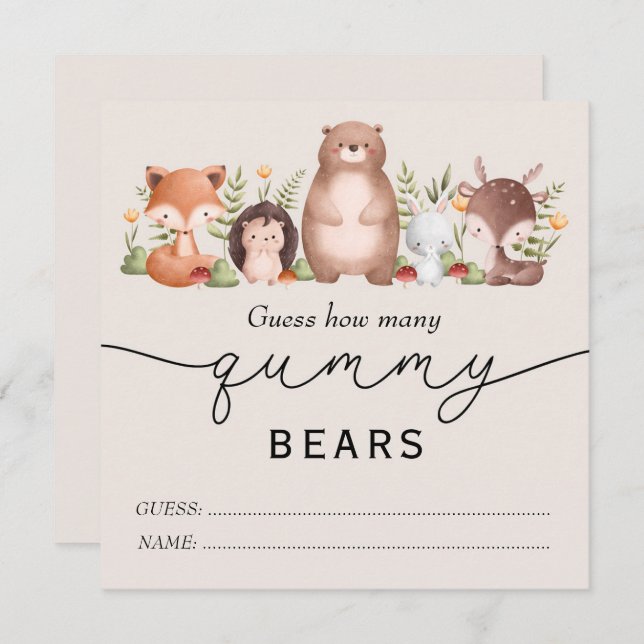 Carte Combien D'Ours Gummy (Devant / Derrière)