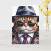 Carte Combinaison d'art aquarelle Chat Écharpe Veste Cha (Fleur jaune)