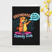 Carte Comédie de la journée de la marmotte Stand-up Mété (Fleur jaune)