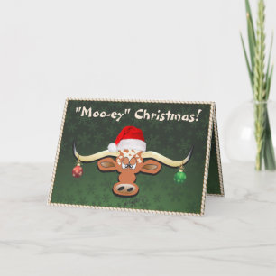 Carte Comique Longhorn Steer Holiday Card