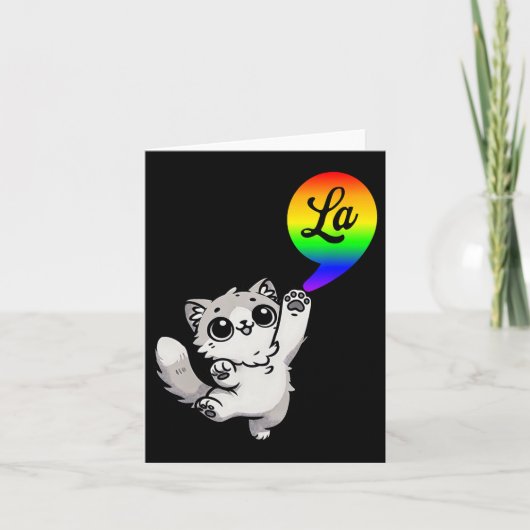 Carte Comma-la avec Cat mignon Kamala Rainbow Design (Devant)