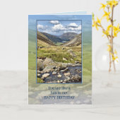 Carte Comme un anniversaire de fils avec un paysage de m (Fleur jaune)