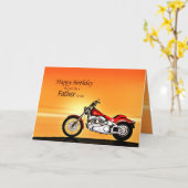 Carte Comme un père, la moto à l'anniversaire du coucher (Fleur jaune)