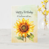 Carte Comme un tournesol Vos personnages d'anniversaire (Fleur jaune)