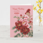 Carte Comme Une Soeur Pour Moi Peonies D'Anniversaire (Fleur jaune)
