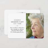 Carte commémorative (Devant / Derrière)