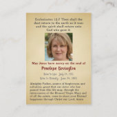 Carte commémorative catholique des funérailles du  (Dos)