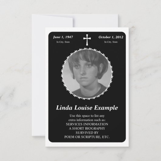 carte commémorative : croix élégante (Devant)