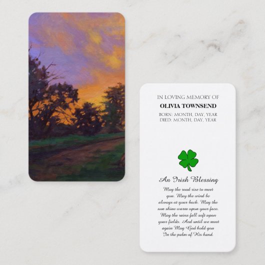 Carte commémorative de célébration de la vie (Devant / Derrière)