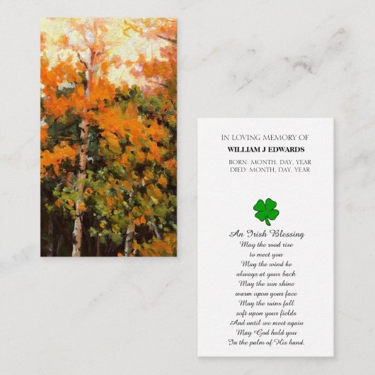 Carte commémorative de célébration de la vie (Devant / Derrière)