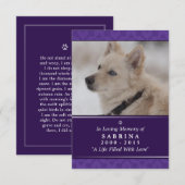 Carte commémorative de chien 3,5 po x 5 po - Photo (Devant / Derrière)