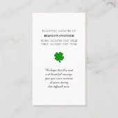 Carte commémorative de la bénédiction irlandaise (Dos)