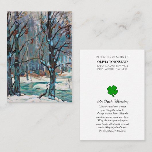 Carte commémorative de prière (Devant / Derrière)