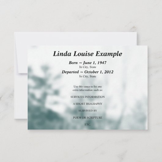 carte commémorative de prière d'ange (Dos)