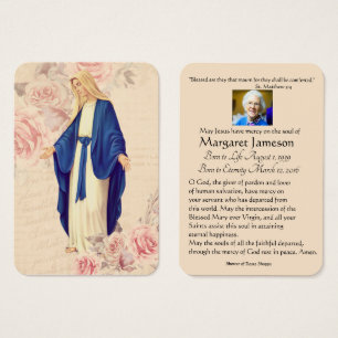 Carte commémorative de prière funéraire catholique