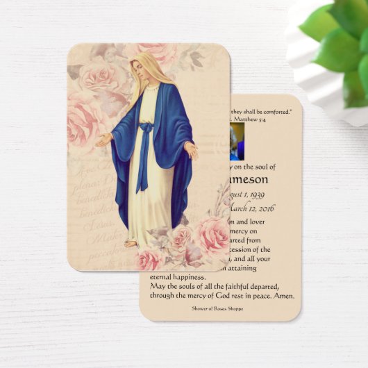 Carte commémorative de prière funéraire catholique (Bureau)