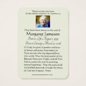 Carte commémorative de prière funéraire de la Vier (Dos)