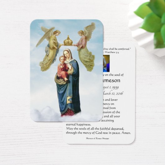 Carte commémorative de prière funéraire de la Vier (Bureau)