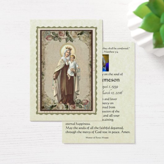 Carte commémorative de prière funéraire de la Vier (Bureau)