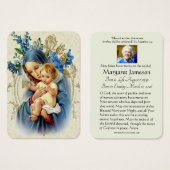 Carte commémorative de prière funéraire Vierge Mar (Devant & derrière)