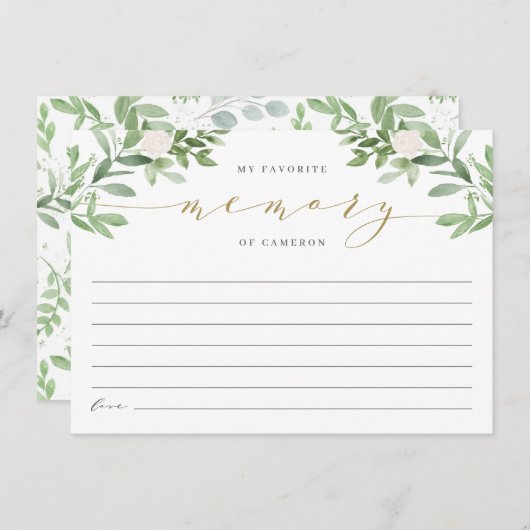 Carte commémorative de verdure élégante de mon sou (Devant / Derrière)