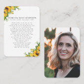 Carte commémorative des funérailles de la photo de (Devant / Derrière)