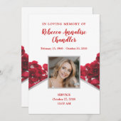 Carte commémorative des funérailles de Red Roses (Devant / Derrière)