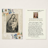 Carte commémorative des funérailles florales catho (Devant & derrière)