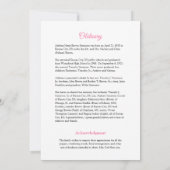 Carte commémorative des roses roses jolies (Dos)