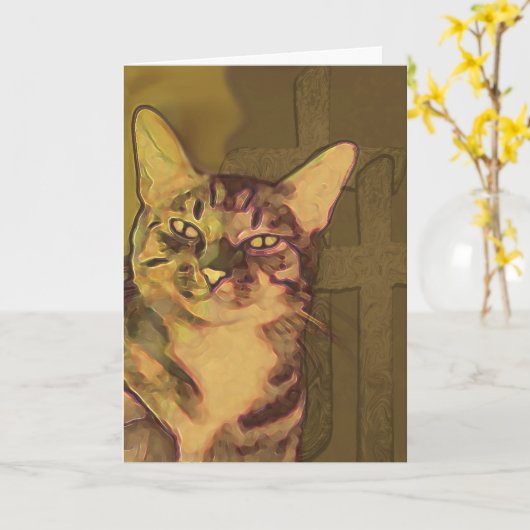 Carte commémorative du chat (Fleur jaune)