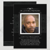 Carte commémorative - Elégant noir - Poème de vie (Devant / Derrière)