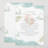 Carte commémorative empreintes de pied bébé rose (Devant / Derrière)