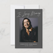 Carte commémorative en mémoire amoureuse gris fonc (Devant)