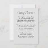 Carte commémorative en mémoire d'amour (Dos)