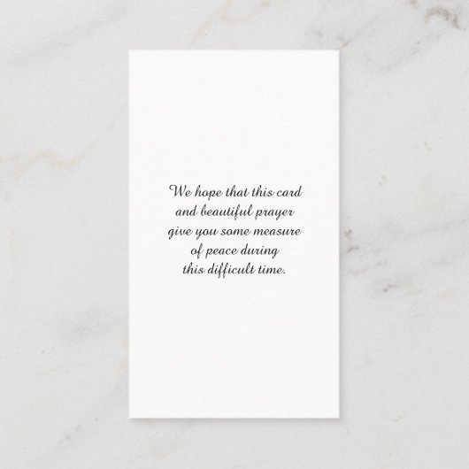 Carte commémorative In Love Memory (Dos)