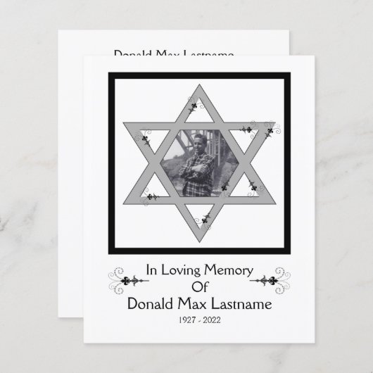 carte commémorative juive (Devant / Derrière)