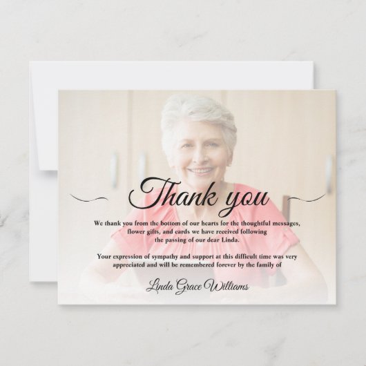 Carte commémorative Merci de la Sympathie funérair (Devant)