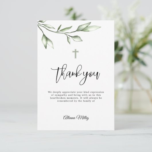 Carte commémorative Merci funéraire (Debout devant)